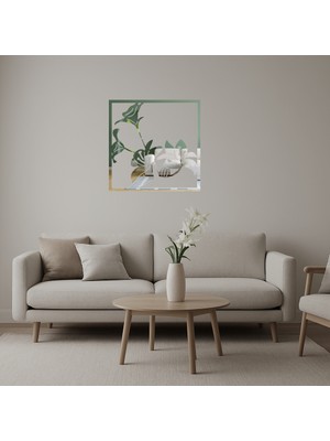 Sanatsal Çiçek Tasarımlı Dekoratif Aynalı Tablo - BRF11600-1142