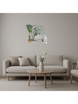 Minimalist Çiçek Tasarımlı Dekoratif Aynalı Tablo - BRF17395-7810