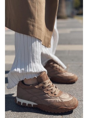 Romine Paraşüt Kumaş Bej Kadın Spor Ayakkabı