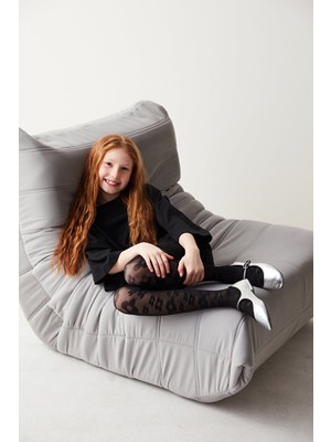 Kız Çocuk Siyah Daisy Desenli Külotlu Çorap