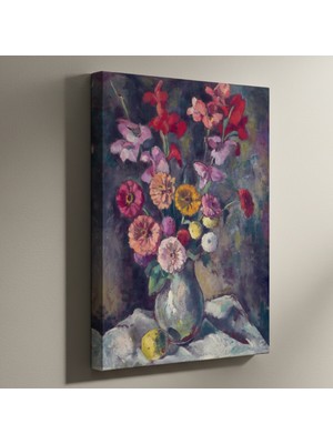 Çiçek Vazosu Yağlıboya Tablosu