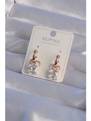 Xuping Rose Renk Zirkon Taşlı Halka Küpe - Lisinya