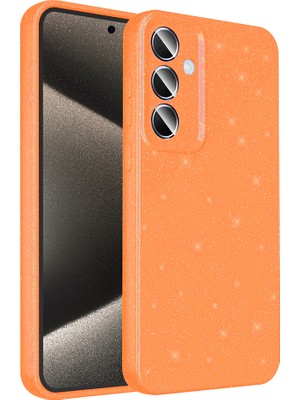 Galaxy A15 Kılıf Kamera Korumalı Simli Lüks Koton Kapak - Turuncu
