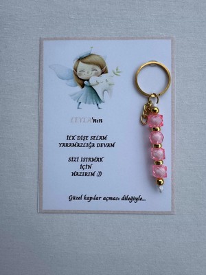 72 Adet Pembe Renk Isme Özel Ilk Dişim Çıktı Diş Partisi Diş Buğdayı Hatırası Hediyelik Anahtarlık