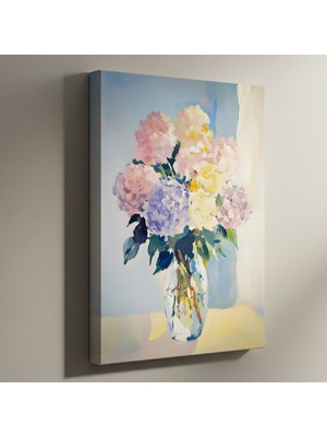 Modern Hortensia Buket Yağlıboya Tablosu
