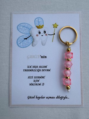 72 Adet Pembe Renk Isme Özel Ilk Dişim Çıktı Diş Partisi Diş Buğdayı Hatırası Hediyelik Anahtarlık