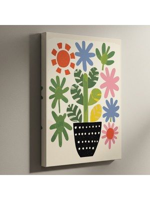 Neşeli Çiçekli Saksı Tablosu