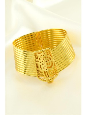 Sepetim Tuğra Taşlı Trabzon Burma Bilezik-Sarı