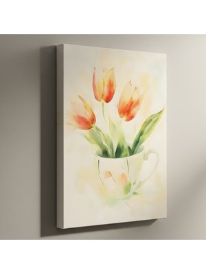 Suluboya Tarzı Lale Buket Tablosu