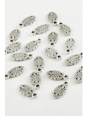 Sepetim Oval Çiçek Tesbih Püskül Aparatı 50 Gram-Gümüş Rengi