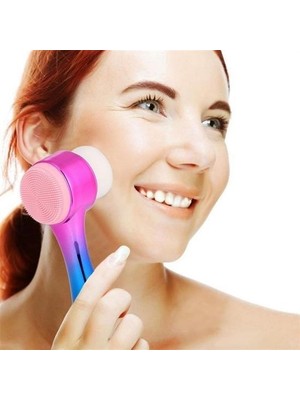 Alpotekno® Çift Işlevli Renkli Cilt Yüz Temizleme Fırçası Peeling Masaj Etkili Gözenek Temizleyici Alet