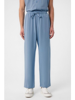 Antioch Mavi Keten Karışımlı Jogger Erkek Pantolon