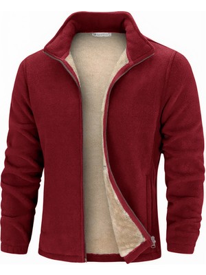 Ghassy Co. Erkek Ultra Isı Peluş Astarlı Cepli Tam Fermuarlı Polar Ceket