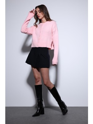 Antioch Pudra Yırtmaçlı Örgü Triko Kadın Kazak