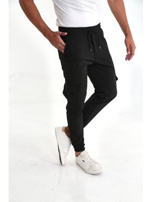 Erkek Paraşüt Kumaş Tarz Cepli Paça ve Bel Lastikli Jogger Spor Pantolon