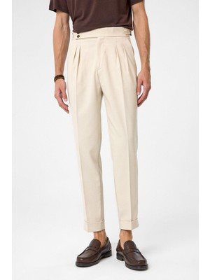 Antioch Taş Yüksek Bel Yandan Tokalı Pileli Kumaş Pantolon