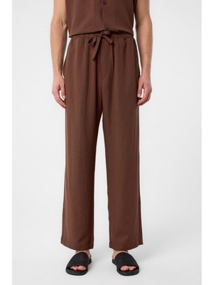 Antioch Kahve Keten Karışımlı Jogger Erkek Pantolon