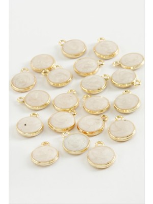 Sepetim Yuvarlak Tek Kulplu Mineli Bileklik ve Kolye Ucu Aparatı 1 Adet-Krem