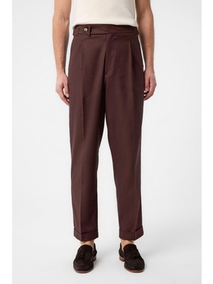 Antioch Kahve Italyan Kesim Yüksek Bel Erkek Pantolon