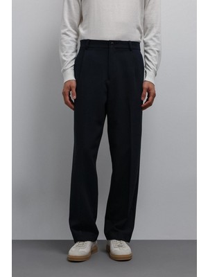 Antioch Lacivert Relax Fit Baggy Pilili Erkek Pantolon