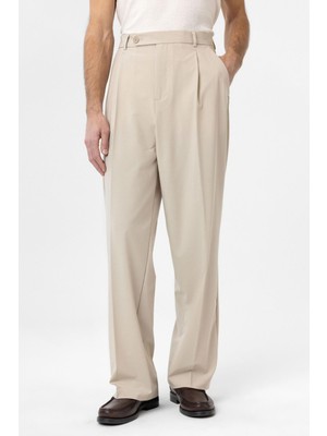 Antioch Bej Baggy Yüksek Bel Erkek Kumaş Pantolon