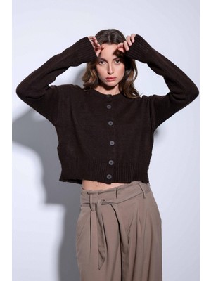 Antioch Kahve Yırtmaçlı Örgü Triko Kadın Kazak