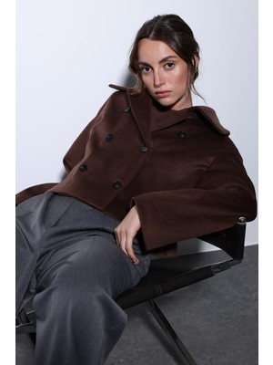 Antioch Kahve Kruvaze Kadın Kısa Kaban