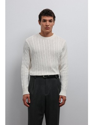 Antioch Ekru Dokulu Örgü Erkek Kazak