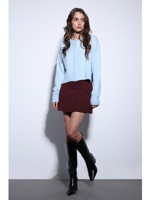 Antioch Mavi Yırtmaçlı Örgü Triko Kadın Kazak