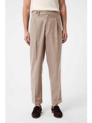Antioch Bej Italyan Kesim Yüksek Bel Erkek Pantolon