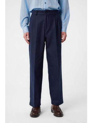 Antioch Lacivert Yüksek Bel Pamuklu Erkek Pantolon