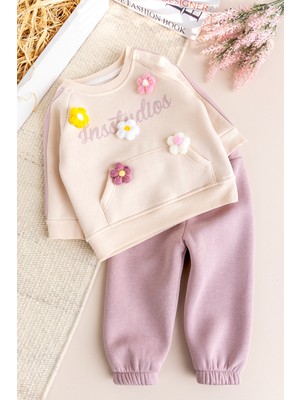 Iki Iplik Şardonlu Pamuklu 2'li Kız Bebek/çocuk Takım Set