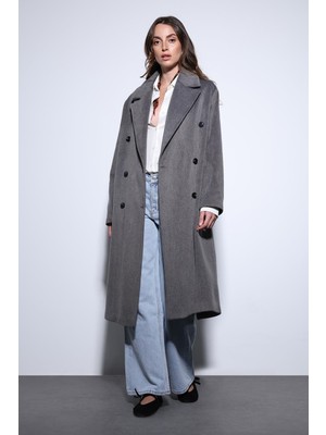 Antioch Antrasit Kruvaze Kadın Kaban