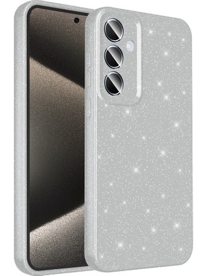 Galaxy A55 Kılıf Kamera Korumalı Simli Lüks Koton Kapak - Beyaz