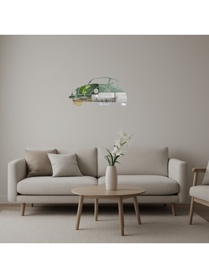 Nostaljik Muscle Car  Duvar Aynalı Tablosu - BRF13878-6454