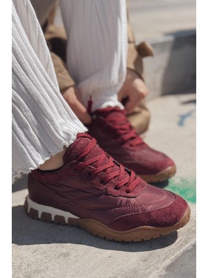 Romine Paraşüt Kumaş Bordo Kadın Spor Ayakkabı