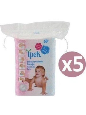 İpek Ipek 60 Li 5 Adet Bebek Temizleme Pamuğu Beyaz Renk Yumuşak Dokunuş
