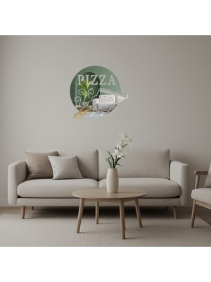 Lezzetli Pizza Logo Tasarımı Iç Mekan Dekoratif Aynalı Tablo - BRF19285-9725