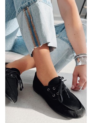 Maltra Kadın Oxford Ayakkabı Siyah Süet