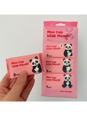 homvira Mini Cep Sevimli Hayvan Figürlü Islak Mendil 8 Yaprak (1 Çoklu Paket Gönderilir) Günlük Kullanım İçin