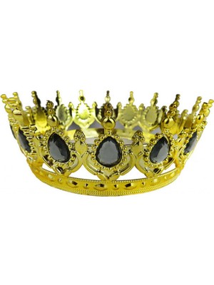 Taç Plastik Altın Pasta Süsü Taşlı Gümüş Pk:1