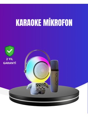 Rgb Işıklı Astronot Bluetooth Hoparlör Karaoke Mikrofonlu