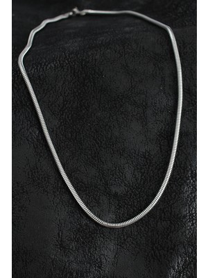 316L Çelik Oval Italyan Zincir Model Gümüş Renk Erkek Kolye - TJ-ERK1396