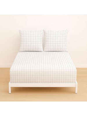 Desenli Çift Kişilik 160 x 200 Lastikli Çarşaf ve 2 Adet Yastık Kılıfı