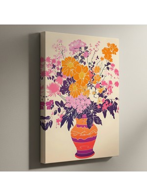 Retro Tarz Çiçek Buket Tablosu