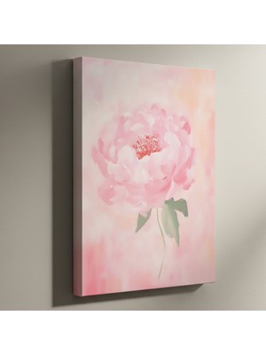 Pastel Pembe Şakayık Çiçeği Soyut Tablosu