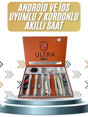 7 Kordonlu Çok Renkli Akıllı Saat Kordon Seti, Plastik, Hasır ve Çelik Kordonler