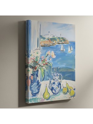Akdeniz Manzaralı Natürmort Tablosu