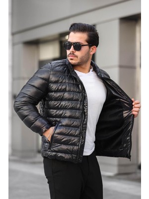 Delpino Su ve Rüzgar Geçirmez Şişme Siyah Erkek Mont 2253