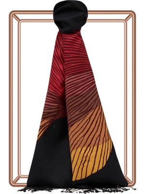 Ipekevi Ipek Ağacı Desenli Ipek Şal 06435-SIYAH Gold